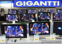 Отдел телевизоров в магазине Гигантти (Gigantti) 